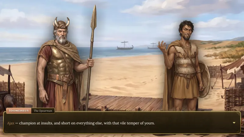 Idomeneus and Ajax on the beach beside the black ships